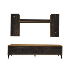 Decoraktiv Eko 7 Mdf Std Gold Tv Ünitesi Tv Sehpası Pera - Siyah Mermer