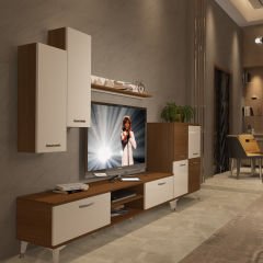 Decoraktiv Eko 6 Slm Dvd Silver Tv Ünitesi Tv Sehpası Ceviz - Beyaz