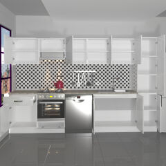 Decoraktiv Elite 325 Ankastre Fırın Modüllü MDF Hazır Mutfak Dolabı Parlak Beyaz