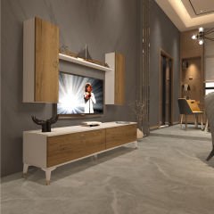 Decoraktiv Eko 7 Mdf Std Gold Tv Ünitesi Tv Sehpası Beyaz - Pera