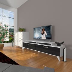 Decoraktiv Ekoflex On Slm Retro Tv Ünitesi Tv Sehpası Beyaz - Siyah