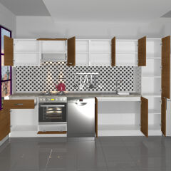 Decoraktiv Elite 325 Ankastre Fırın Modüllü MDF Hazır Mutfak Dolabı Ceviz