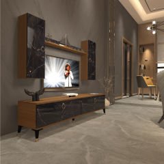 Decoraktiv Eko 7 Mdf Std Gold Tv Ünitesi Tv Sehpası Ceviz - Siyah Mermer