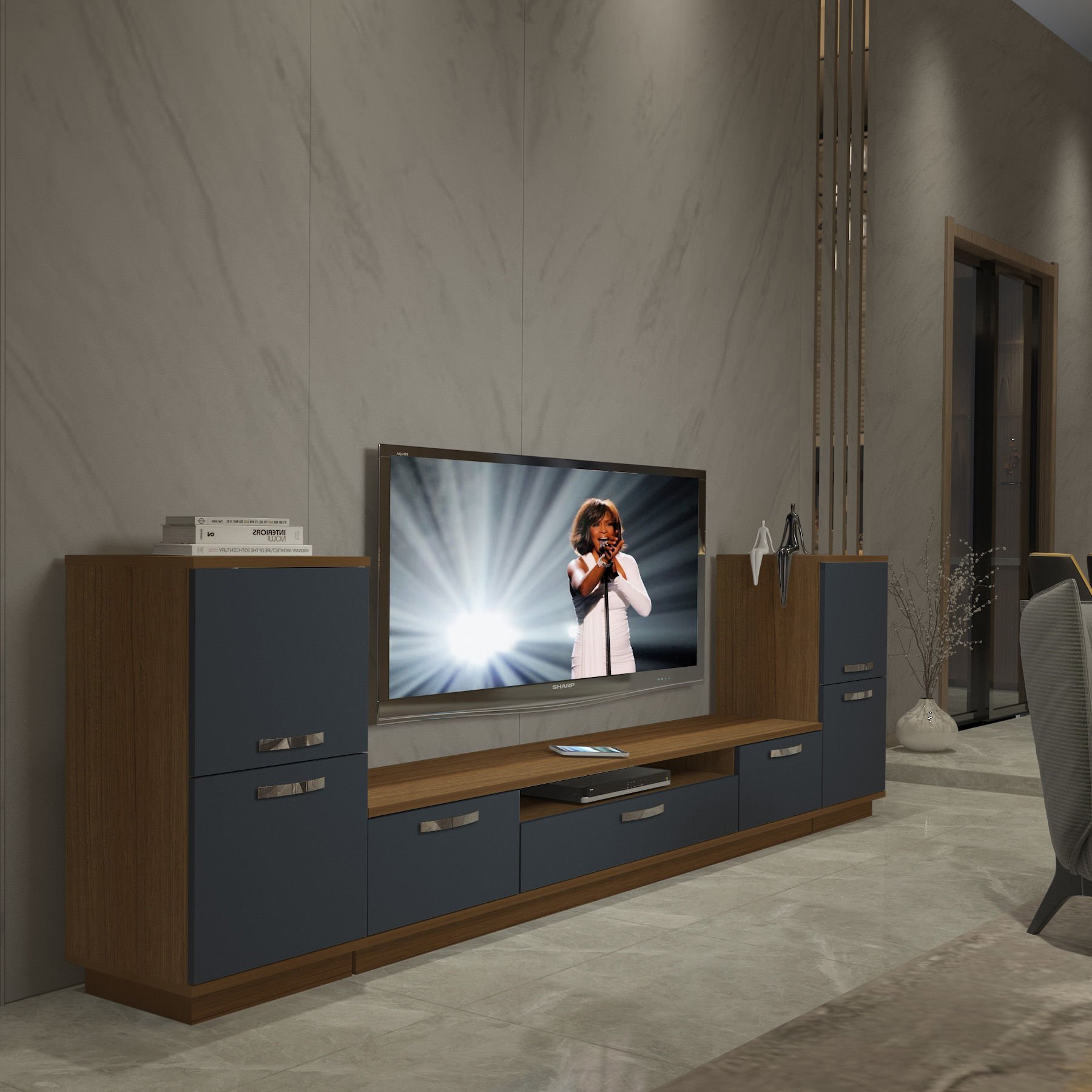 Decoraktiv Trendstyle On2 Mdf Tv Ünitesi Tv Sehpası Ceviz - Antrasit