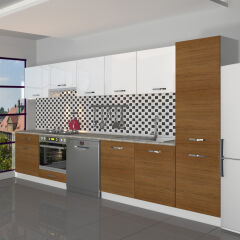 Decoraktiv Elite 325 Ankastre Fırın Modüllü MDF Hazır Mutfak Dolabı Ceviz - Beyaz