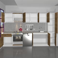 Decoraktiv Elite 325 Ankastre Fırın Modüllü MDF Hazır Mutfak Dolabı Pera
