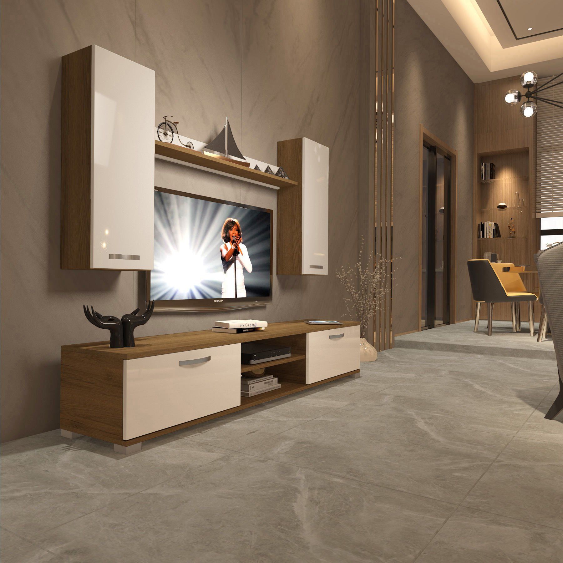 Decoraktiv Eko 7 Mdf Dvd Tv Ünitesi Tv Sehpası Pera - Beyaz