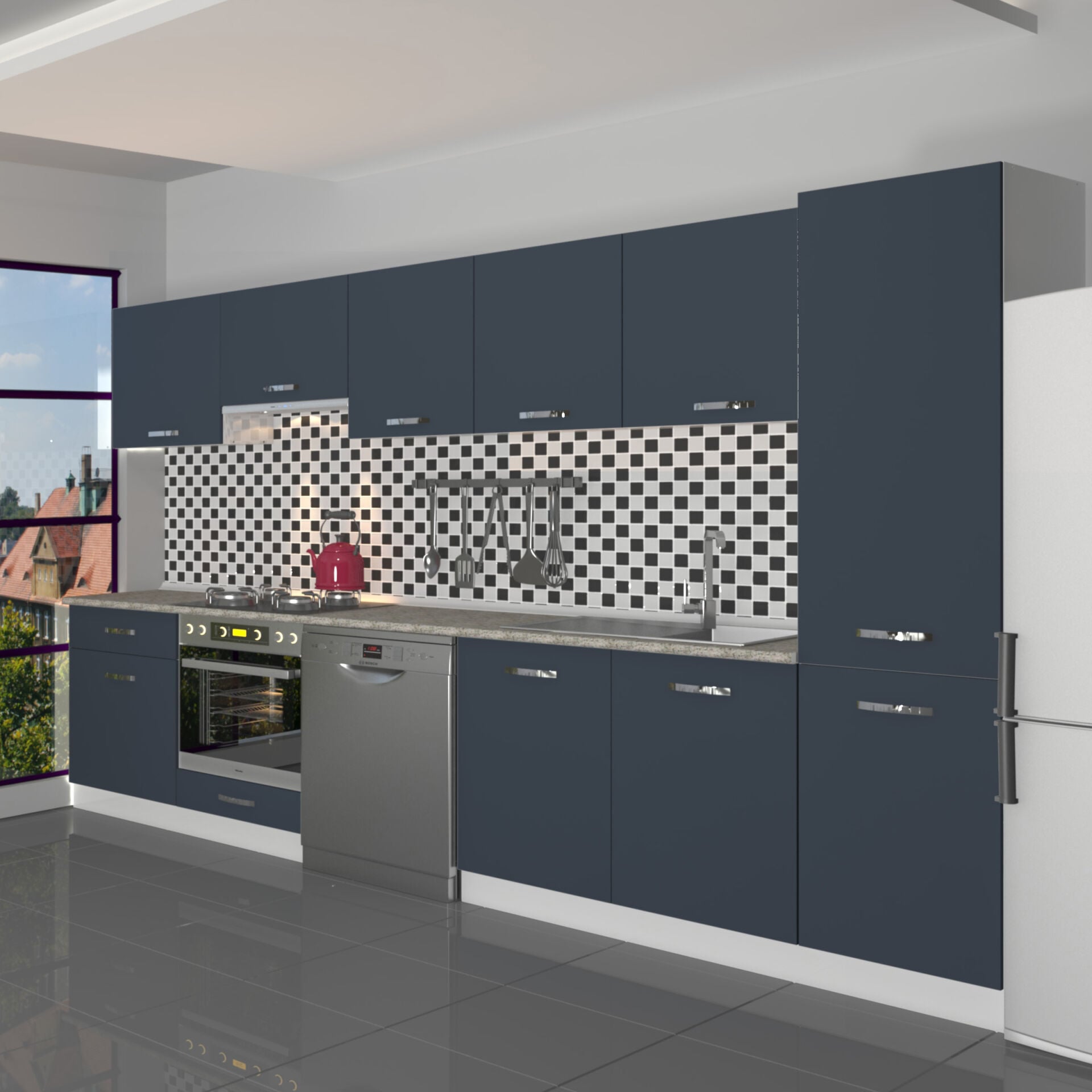 Decoraktiv Elite 325 Ankastre Fırın Modüllü MDF Hazır Mutfak Dolabı Antrasit