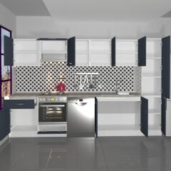 Decoraktiv Elite 325 Ankastre Fırın Modüllü MDF Hazır Mutfak Dolabı Antrasit