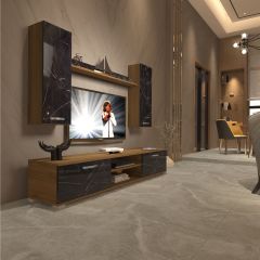 Decoraktiv Eko 7 Mdf Dvd Tv Ünitesi Tv Sehpası Pera - Siyah Mermer
