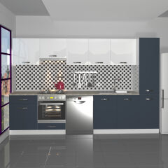 Decoraktiv Elite 325 Ankastre Fırın Modüllü MDF Hazır Mutfak Dolabı Antrasit - Beyaz
