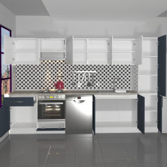 Decoraktiv Elite 325 Ankastre Fırın Modüllü MDF Hazır Mutfak Dolabı Antrasit - Beyaz