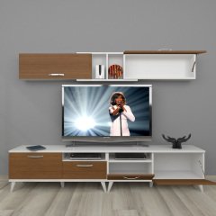 Decoraktiv Eko 5220 Slm Retro Tv Ünitesi Tv Sehpası Beyaz - Ceviz