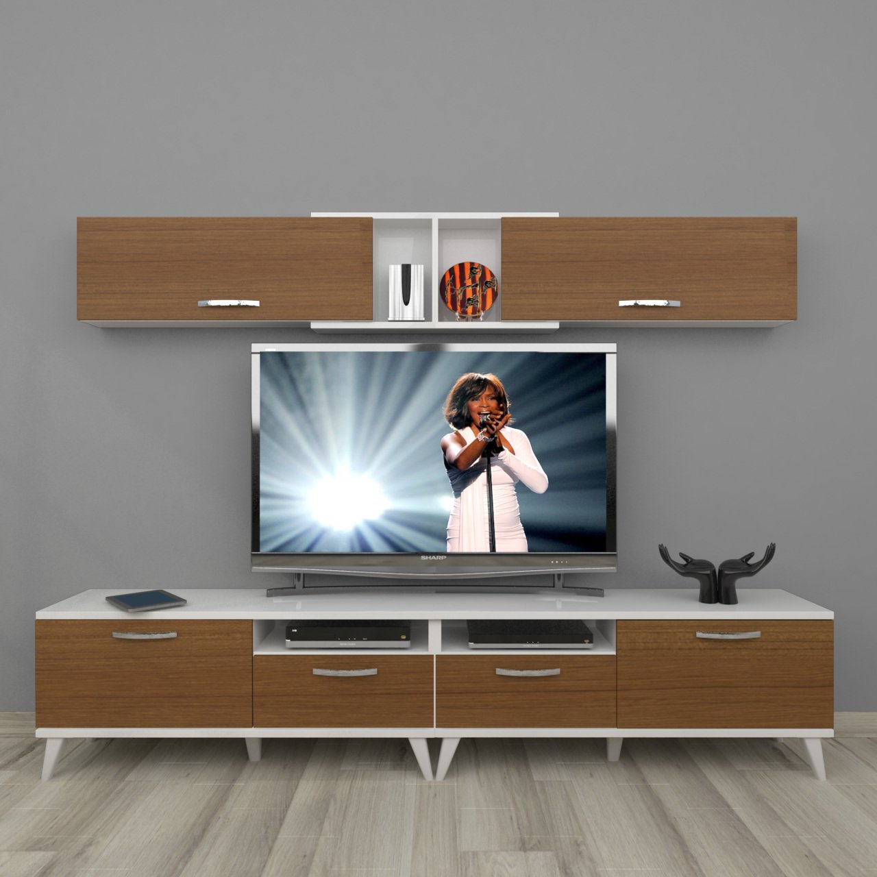 Decoraktiv Eko 5220 Slm Retro Tv Ünitesi Tv Sehpası Beyaz - Ceviz