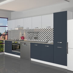 Decoraktiv Elite 325 Ankastre Fırın Modüllü MDF Hazır Mutfak Dolabı Antrasit - Buz Gri