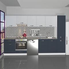Decoraktiv Elite 325 Ankastre Fırın Modüllü MDF Hazır Mutfak Dolabı Antrasit - Buz Gri