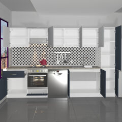 Decoraktiv Elite 325 Ankastre Fırın Modüllü MDF Hazır Mutfak Dolabı Antrasit - Buz Gri