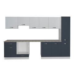 Decoraktiv Elite 325 Ankastre Fırın Modüllü MDF Hazır Mutfak Dolabı Antrasit - Buz Gri