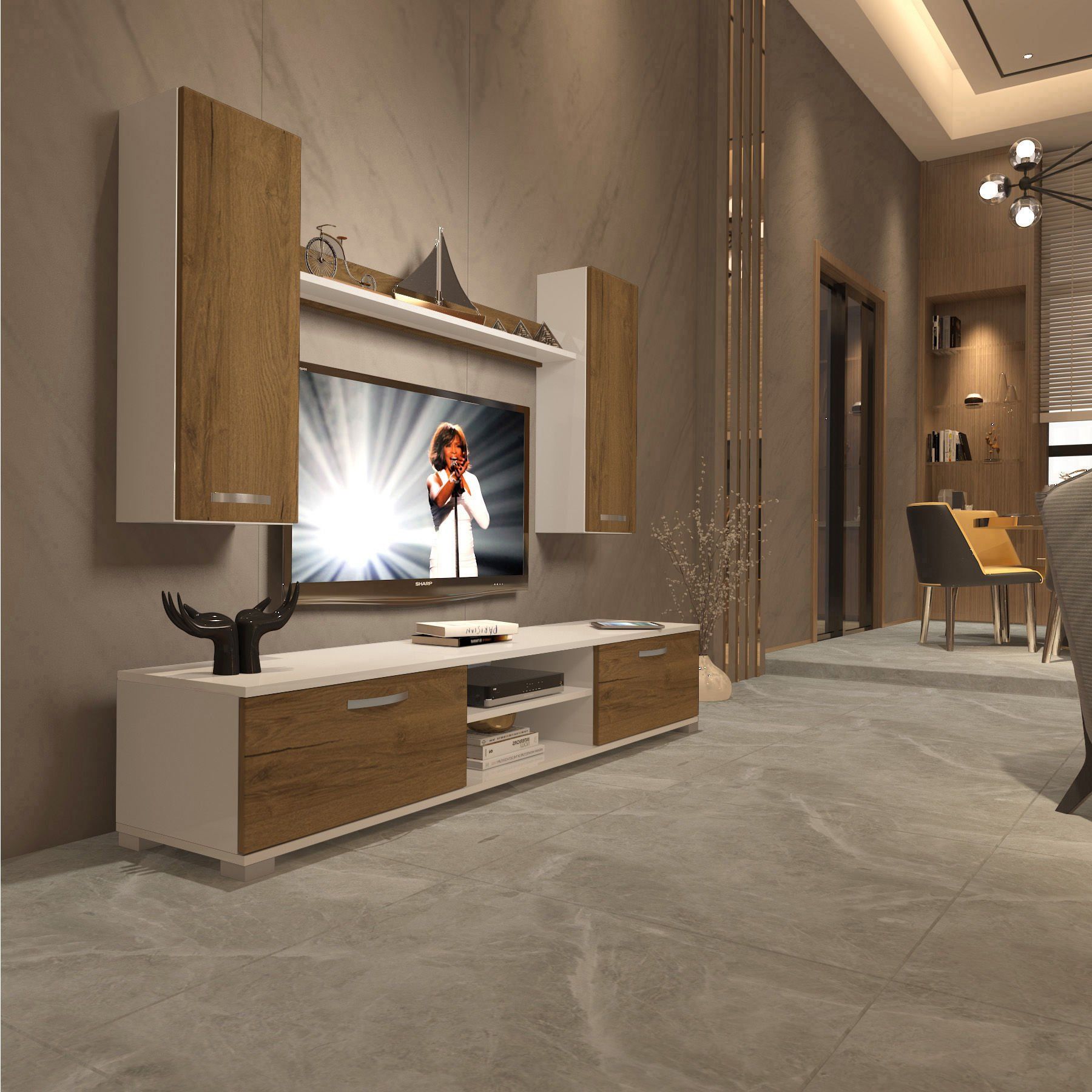 Decoraktiv Eko 7 Mdf Dvd Tv Ünitesi Tv Sehpası Beyaz - Pera