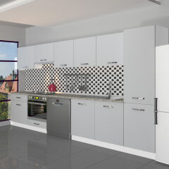 Decoraktiv Elite 325 Ankastre Fırın Modüllü MDF Hazır Mutfak Dolabı Buz Gri