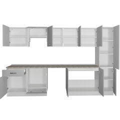 Decoraktiv Elite 325 Ankastre Fırın Modüllü MDF Hazır Mutfak Dolabı Buz Gri