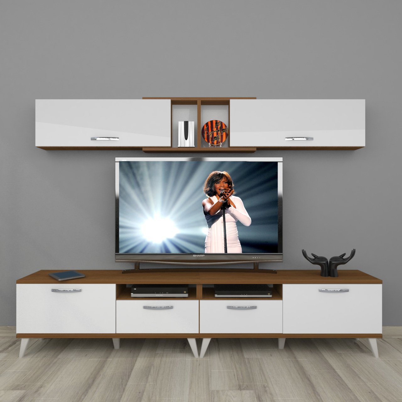 Decoraktiv Eko 5220 Slm Retro Tv Ünitesi Tv Sehpası Ceviz - Beyaz