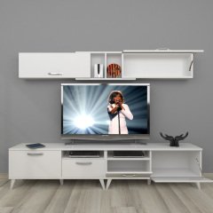 Decoraktiv Eko 5220 Slm Retro Tv Ünitesi Tv Sehpası Parlak Beyaz
