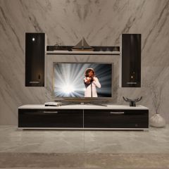 Decoraktiv Eko 7 Slm Std Tv Ünitesi Tv Sehpası Beyaz - Siyah