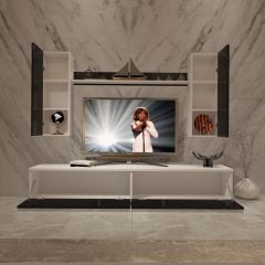 Decoraktiv Eko 7 Slm Std Tv Ünitesi Tv Sehpası Beyaz - Siyah