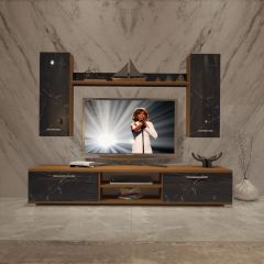 Decoraktiv Eko 7 Mdf Dvd Tv Ünitesi Tv Sehpası Ceviz - Siyah Mermer