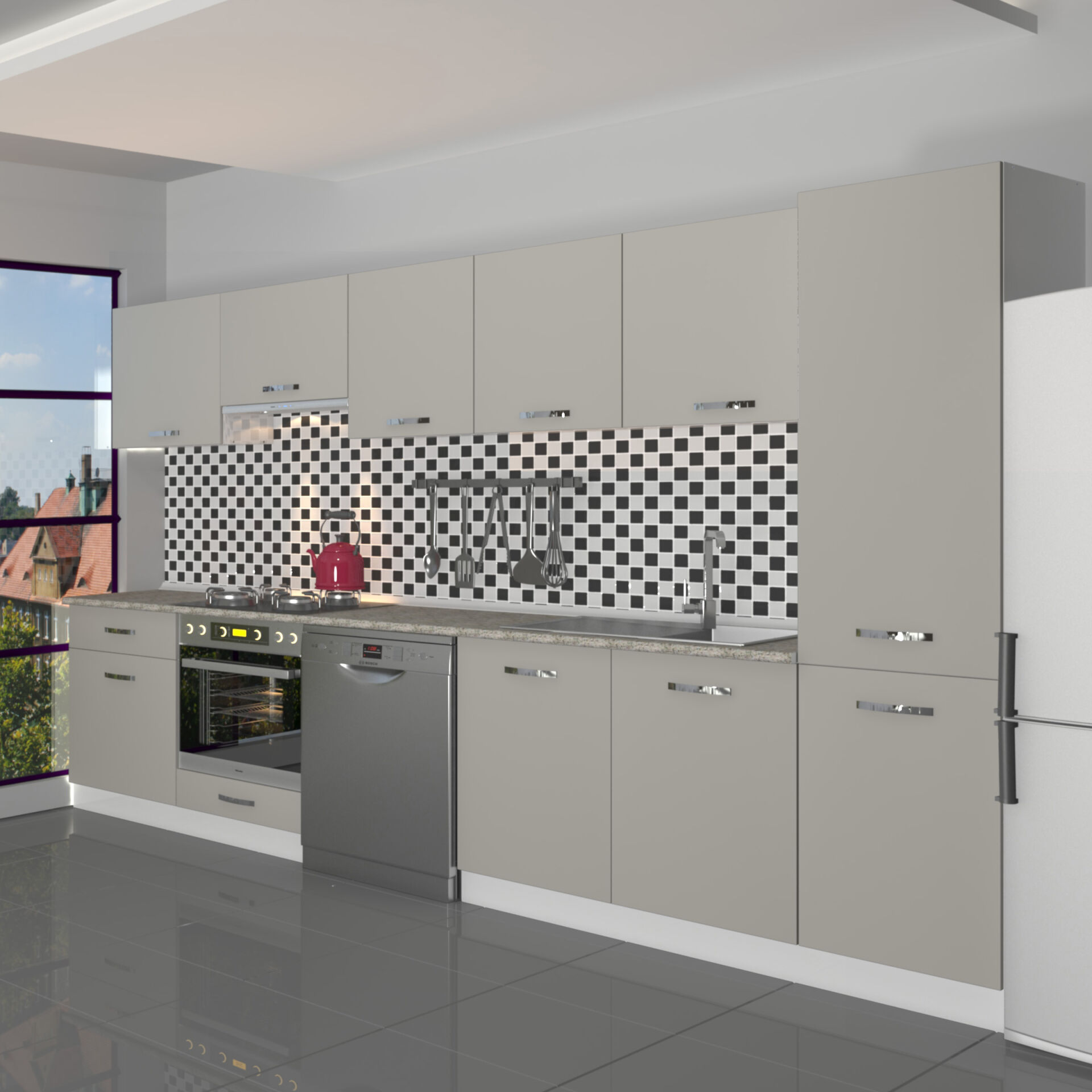 Decoraktiv Elite 325 Ankastre Fırın Modüllü MDF Hazır Mutfak Dolabı Kumtaşı