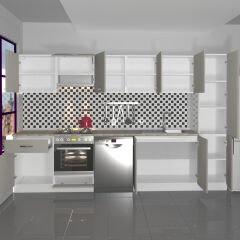 Decoraktiv Elite 325 Ankastre Fırın Modüllü MDF Hazır Mutfak Dolabı Kumtaşı