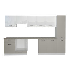 Decoraktiv Elite 325 Ankastre Fırın Modüllü MDF Hazır Mutfak Dolabı Kumtaşı - Beyaz