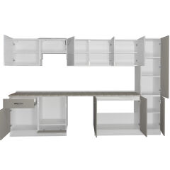 Decoraktiv Elite 325 Ankastre Fırın Modüllü MDF Hazır Mutfak Dolabı Kumtaşı - Beyaz