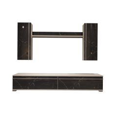 Decoraktiv Eko 7 Mdf Std Tv Ünitesi Tv Sehpası Beyaz - Siyah Mermer