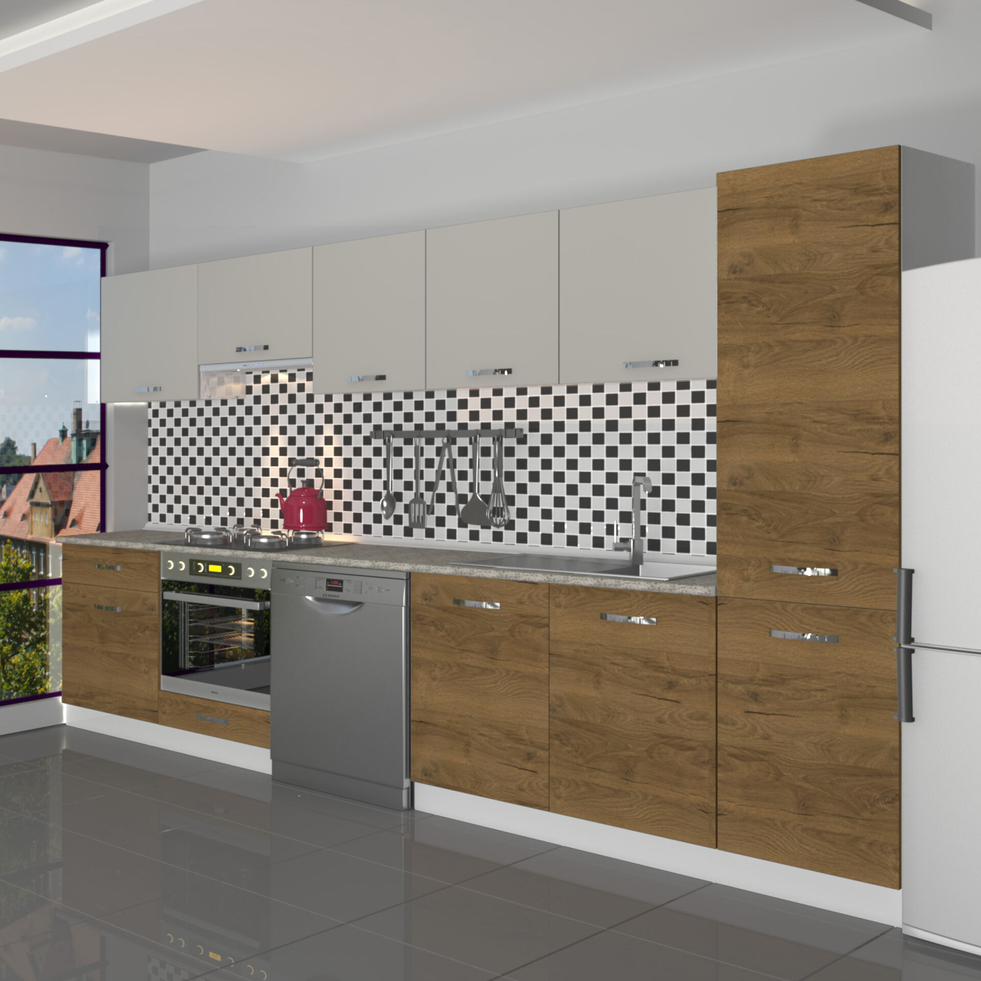 Decoraktiv Elite 325 Ankastre Fırın Modüllü MDF Hazır Mutfak Dolabı Pera - Kumtaşı