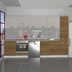 Decoraktiv Elite 325 Ankastre Fırın Modüllü MDF Hazır Mutfak Dolabı Pera - Kumtaşı