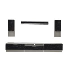 Decoraktiv Trendstyle 270DA Mdf Tv Ünitesi Tv Sehpası Beyaz - Siyah Mermer