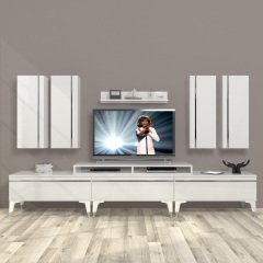 Decoraktiv Ekoflex 8D Mdf Silver Tv Ünitesi Tv Sehpası Parlak Beyaz