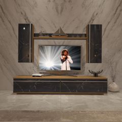 Decoraktiv Eko 7 Mdf Std Tv Ünitesi Tv Sehpası Pera - Siyah Mermer
