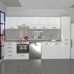 Decoraktiv Elite 325Q Ankastre Fırın Modüllü MDF Hazır Mutfak Dolabı Parlak Beyaz