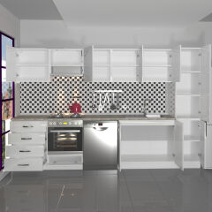 Decoraktiv Elite 325Q Ankastre Fırın Modüllü MDF Hazır Mutfak Dolabı Parlak Beyaz