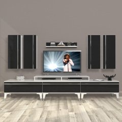 Decoraktiv Ekoflex 8D Mdf Silver Tv Ünitesi Tv Sehpası Beyaz - Siyah