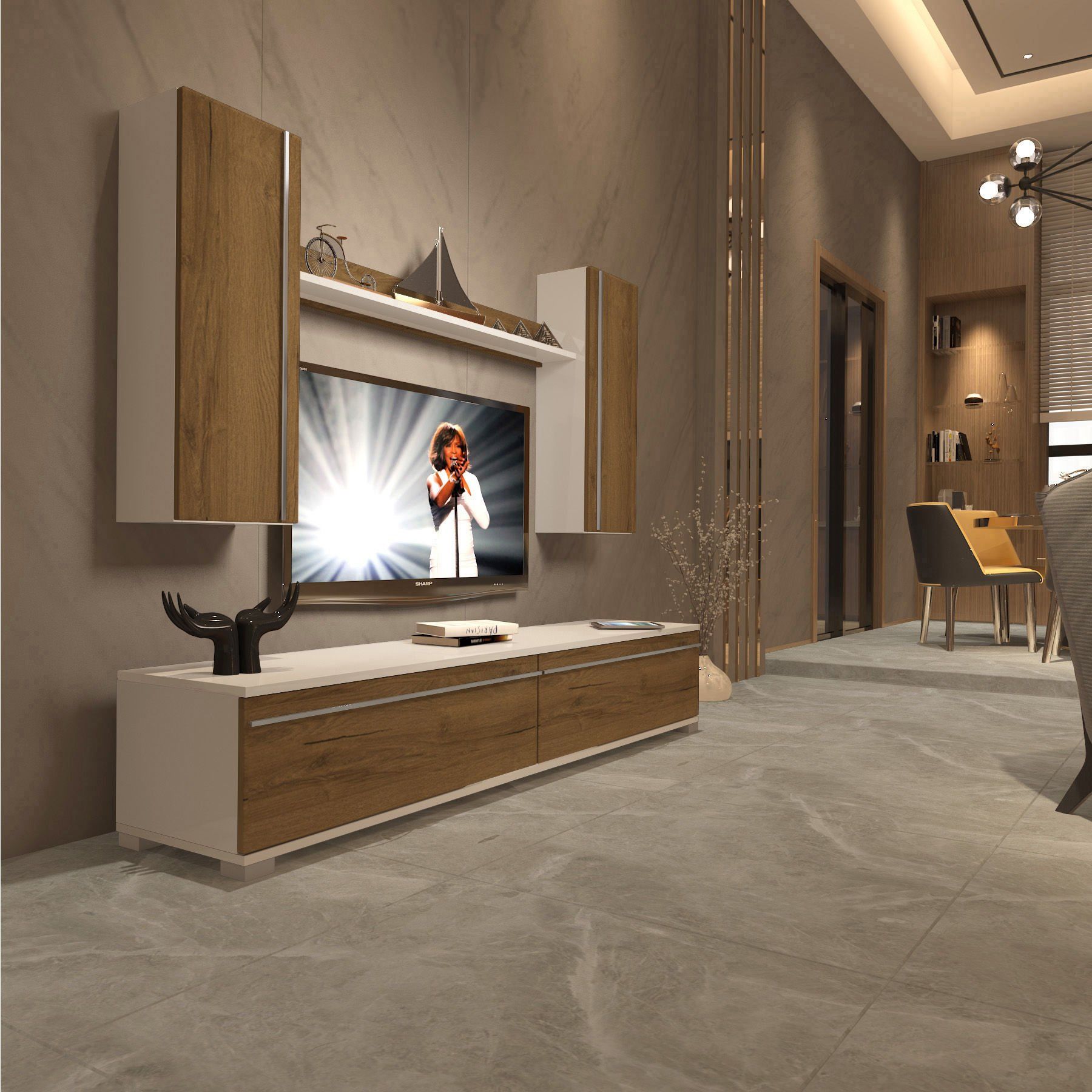 Decoraktiv Eko 7 Mdf Std Tv Ünitesi Tv Sehpası Beyaz - Pera