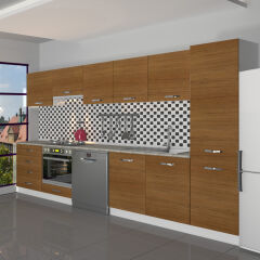 Decoraktiv Elite 325Q Ankastre Fırın Modüllü MDF Hazır Mutfak Dolabı Ceviz