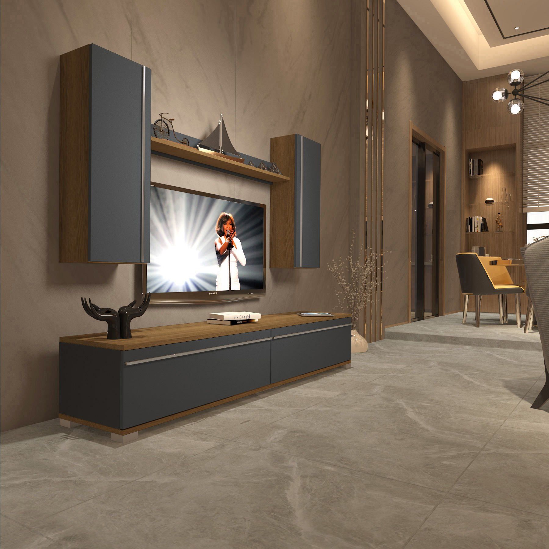 Decoraktiv Eko 7 Mdf Std Tv Ünitesi Tv Sehpası Pera - Antrasit