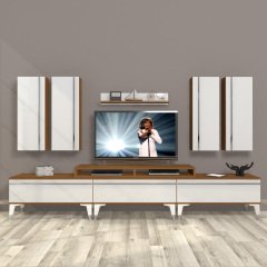Decoraktiv Ekoflex 8D Mdf Silver Tv Ünitesi Tv Sehpası Ceviz - Beyaz