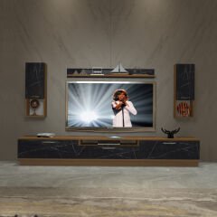 Decoraktiv Trendstyle 270DA Mdf Tv Ünitesi Tv Sehpası Ceviz - Siyah Mermer