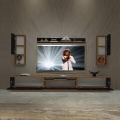Decoraktiv Trendstyle 270DA Mdf Tv Ünitesi Tv Sehpası Ceviz - Siyah Mermer