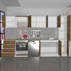 Decoraktiv Elite 325Q Ankastre Fırın Modüllü MDF Hazır Mutfak Dolabı Pera